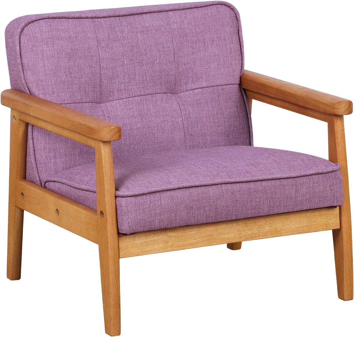 BabyLand Toddler Chair,Single Kid Sofa Chair with Solid Wood Structure and Linen Fabric for Kid Gift (Light Purple)