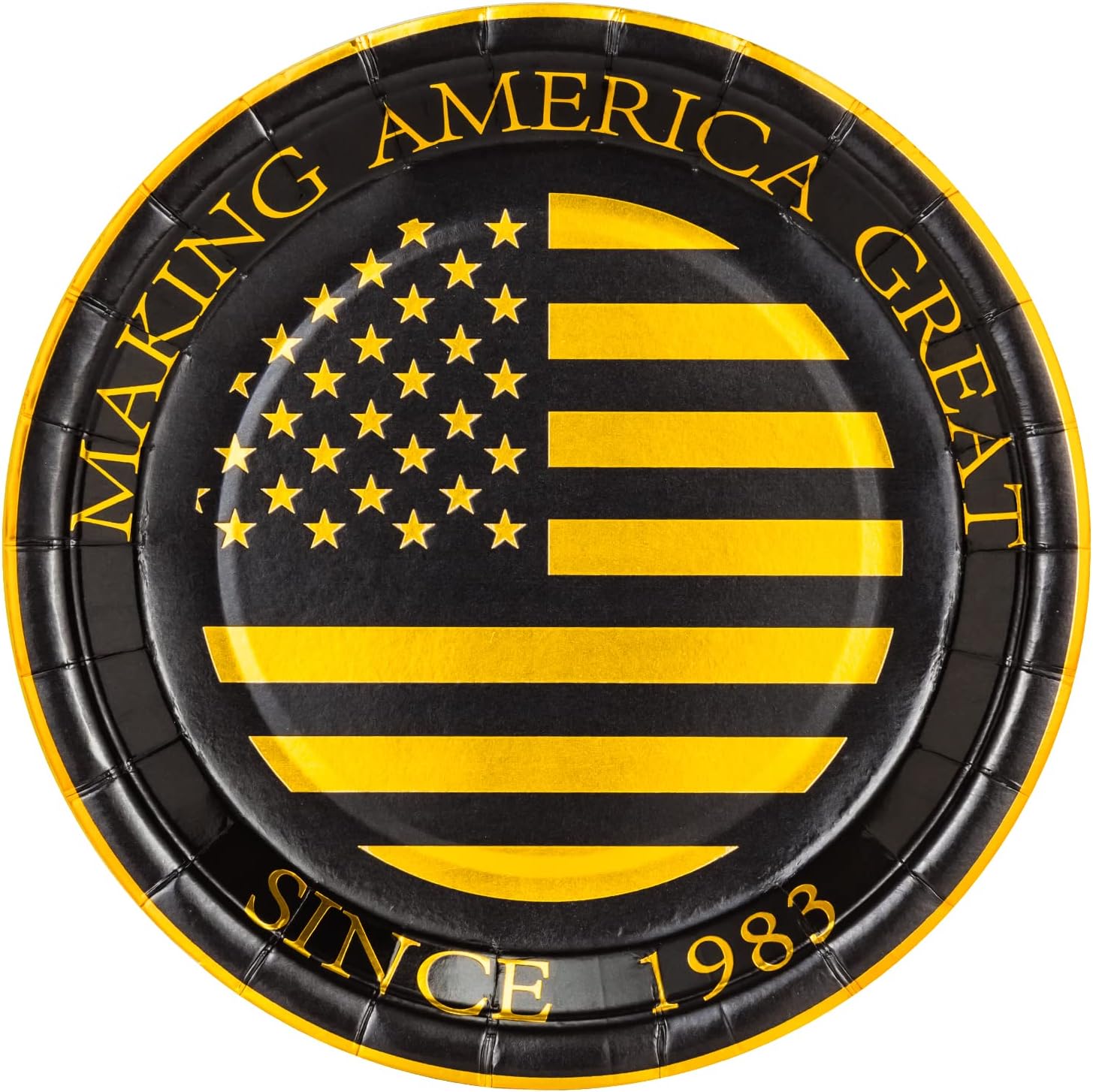 Crisky 40th Birthday Plates Black and Gold Dessert, Buffet, Cake, Lunch, Dinner Plates for 40th Birthday Decorations Party Supplies, Making Great Since 1983. 50 Count, 9" Plate