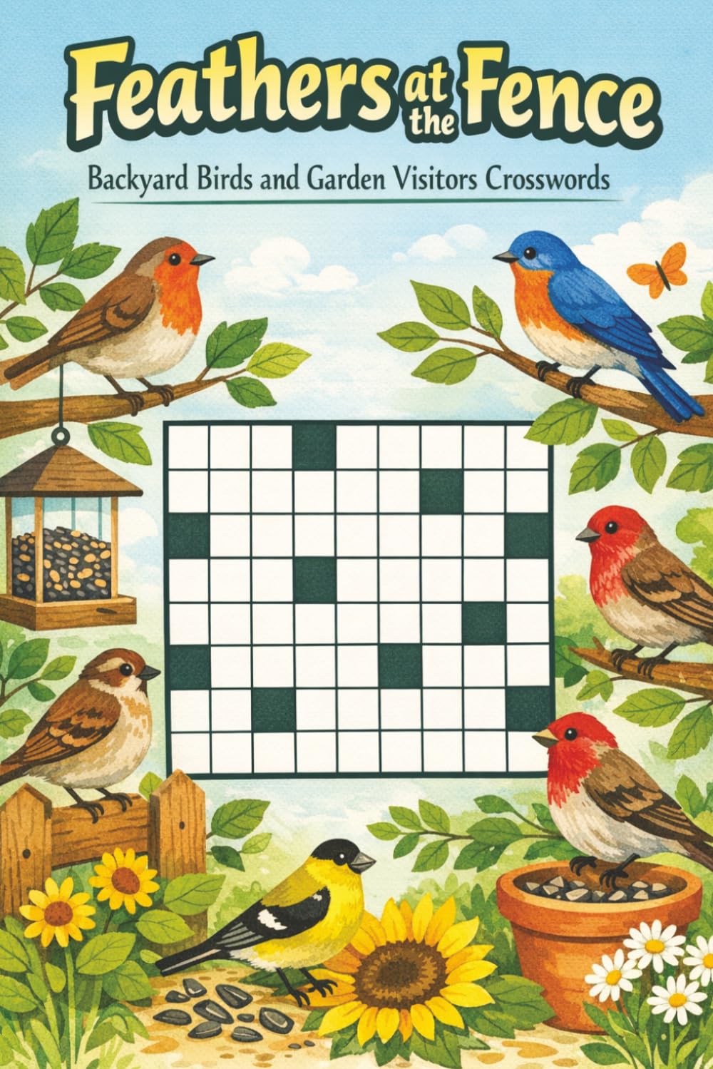 Feathers at the Fence: Backyard Birds and Garden Visitors Crosswords: 60 Themed Crosswords for Bird feeders, seeds, habitats, and garden wildlife terms