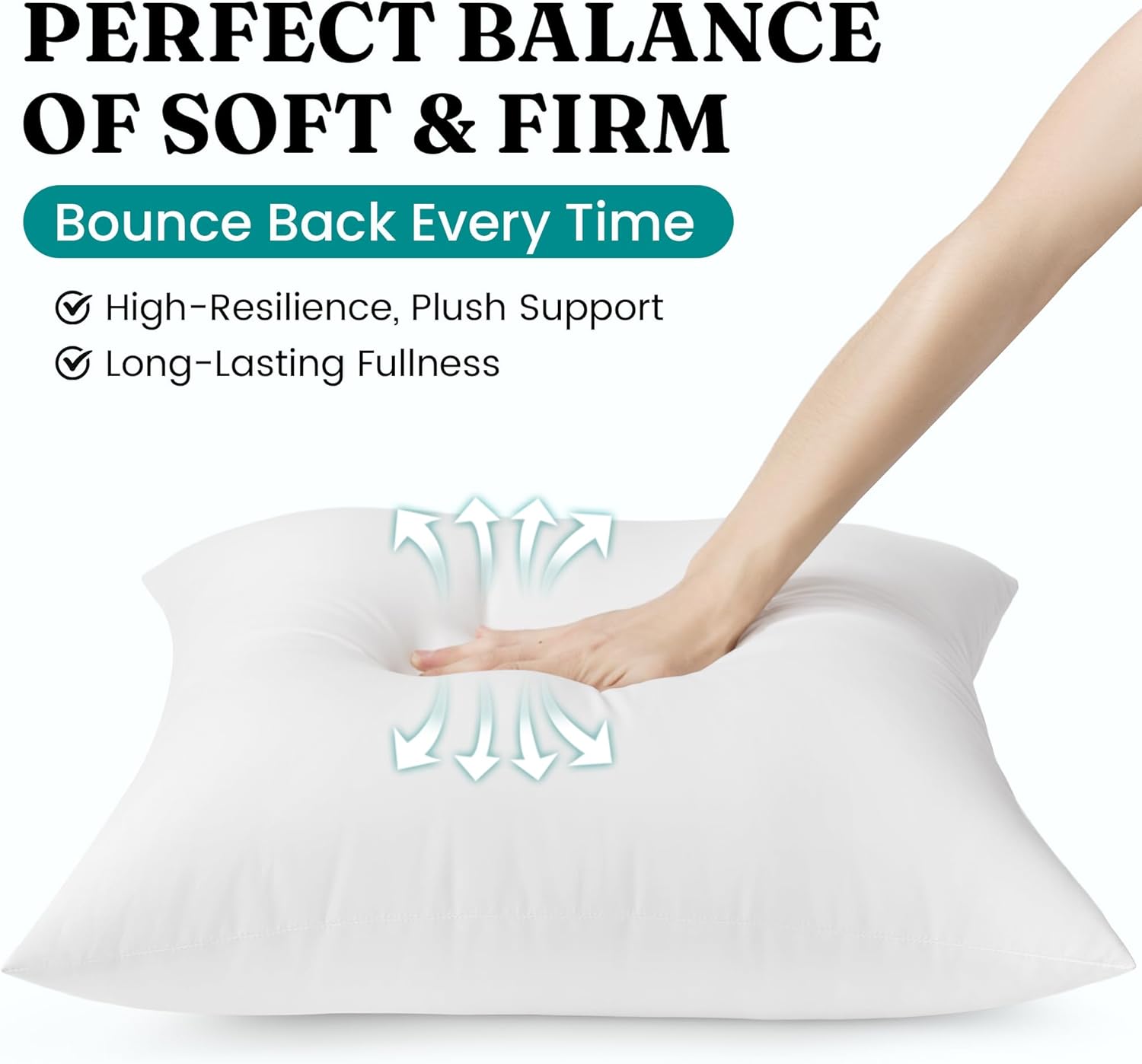 Oubonun 22x22 Waterproof Outdoor Pillow Inserts – Set of 2 Firm & Fluffy, Water Resistant Throw Pillows for Patio, Garden, Porch, or Indoor Decorative