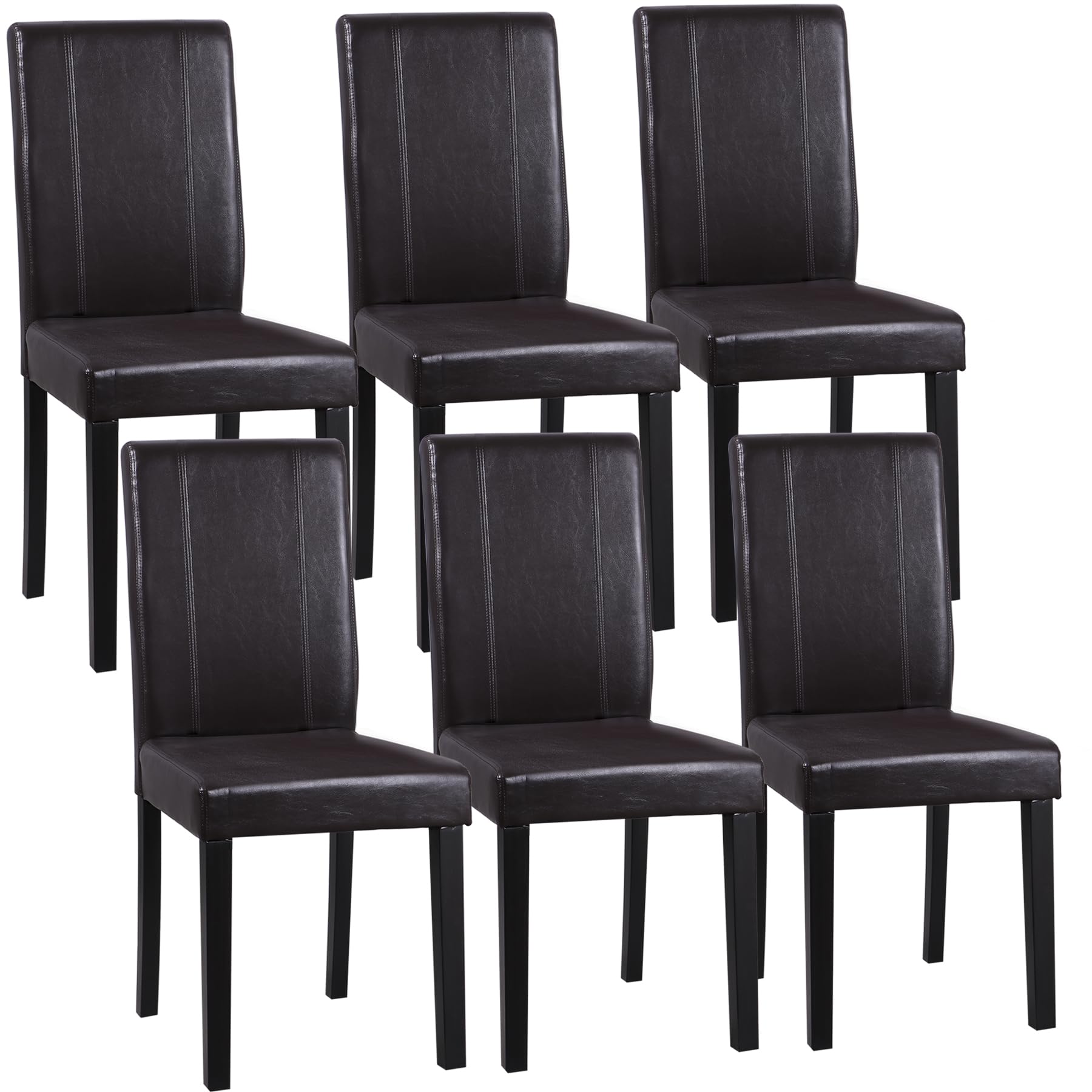 ZENY Dining Chair Set of 6, PU Leather Chairs Modern Diner Chairs Armless Side Chair with Solid Wood Legs for Home Kitchen Living Room
