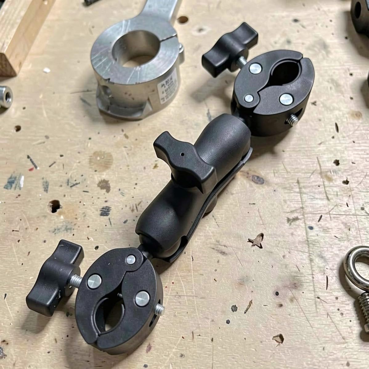 2 Piezas Soporte de Móvil para Moto Rótula de 25mm y Abrazadera