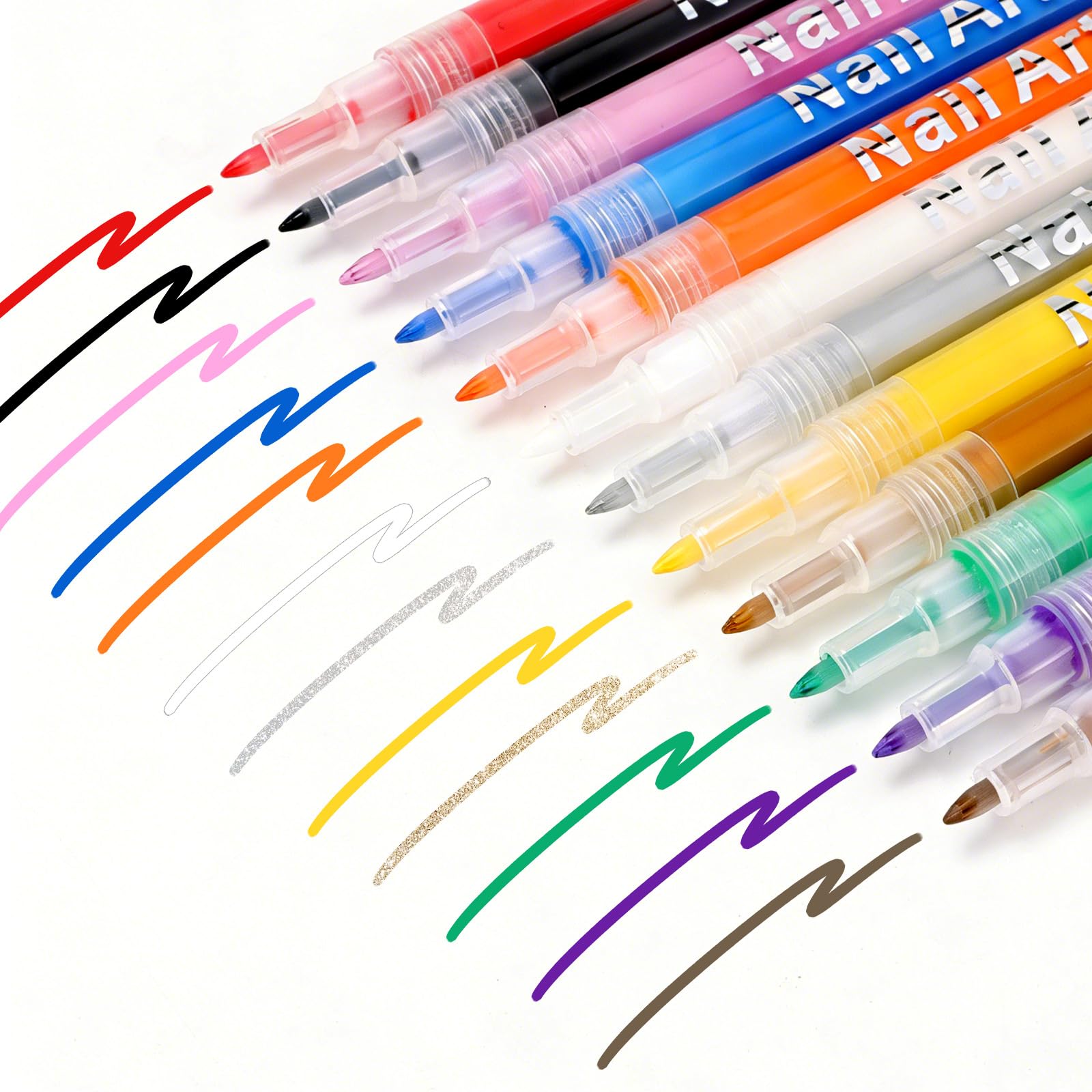 Stylos nail art anti bavure lot de 12 feutres graffiti 3D séchage rapide - 8