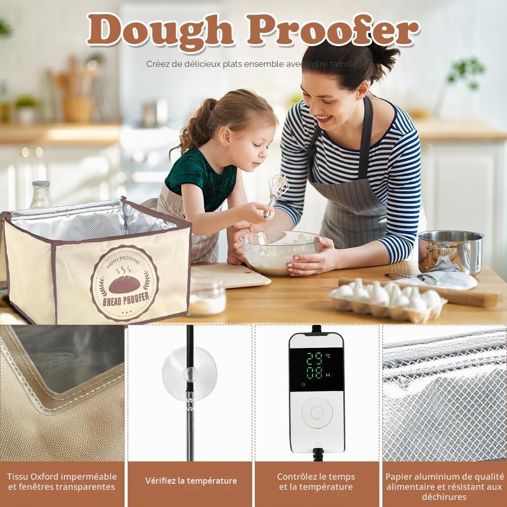 Boîte de fermentation de levure naturelle 30 l avec couvercle pliable avec minuterie, température réglable