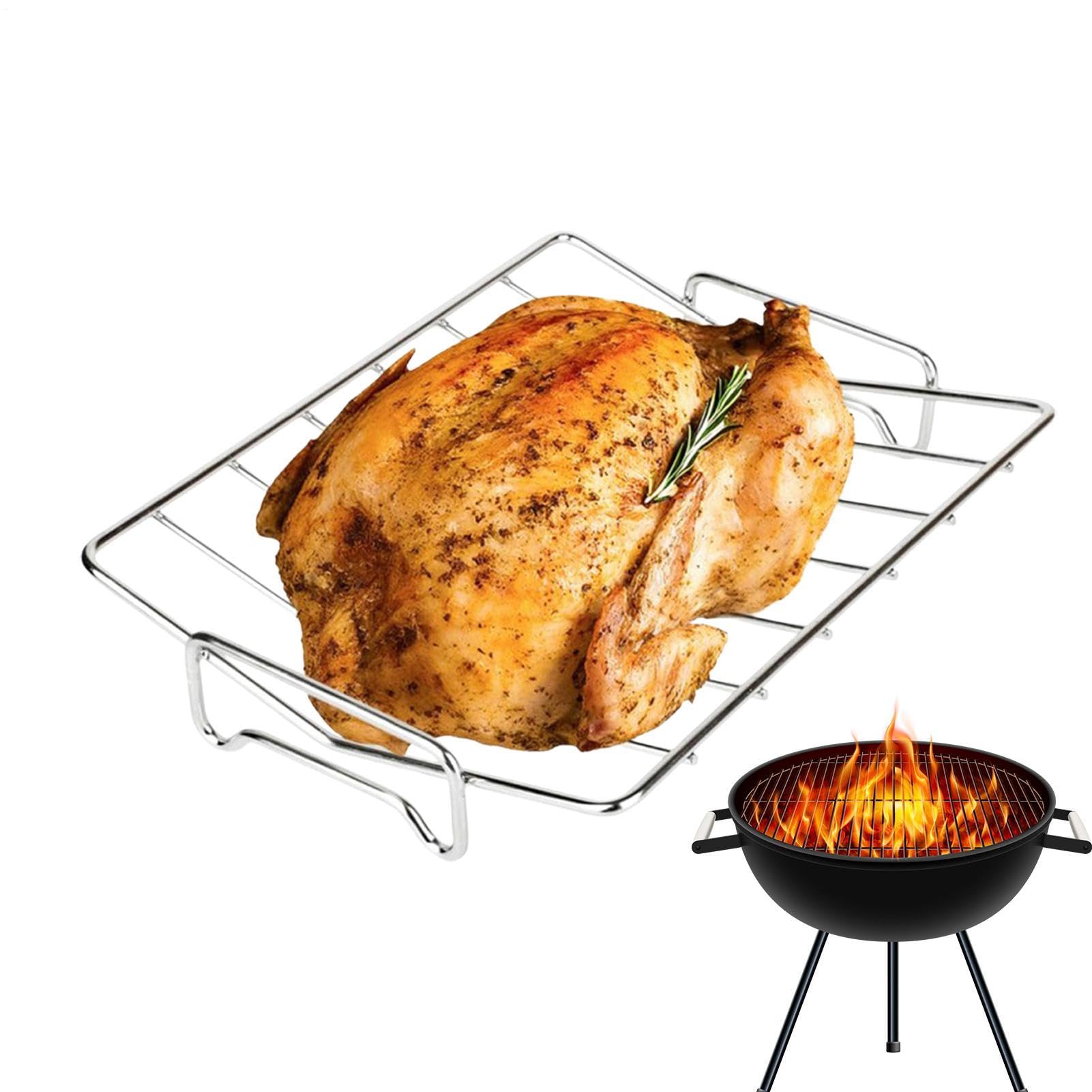 Soporte para aves y pollo asado con revestimiento de fácil limpieza