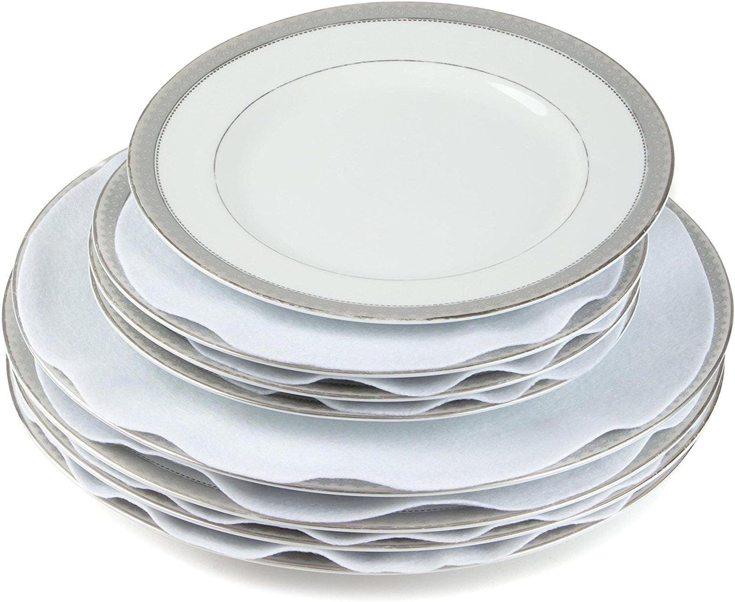 Felt Plate China Storage Dividers Protectors White Large Thick and Premium Soft 144 packs (72 pcs 7.5", 36 pcs 5" and 36 pcs 10.5")