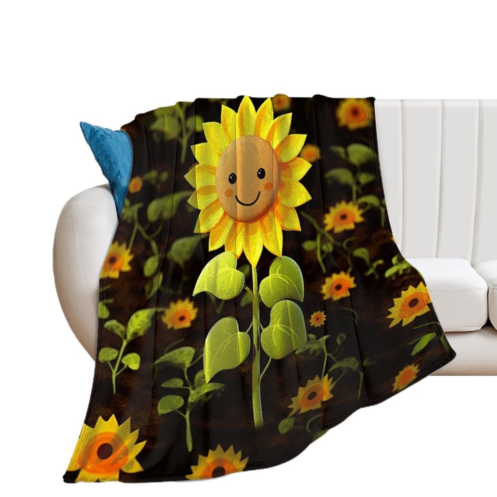 Cute Sunflower Throw Blanket for Couch Super Soft Warm Lightweight Throw Blankets Cozy Flannel Bed Blanket Cute Decorative Blankets for All Seasons Home Decor Gift 30"*40"（76 * 100cm）