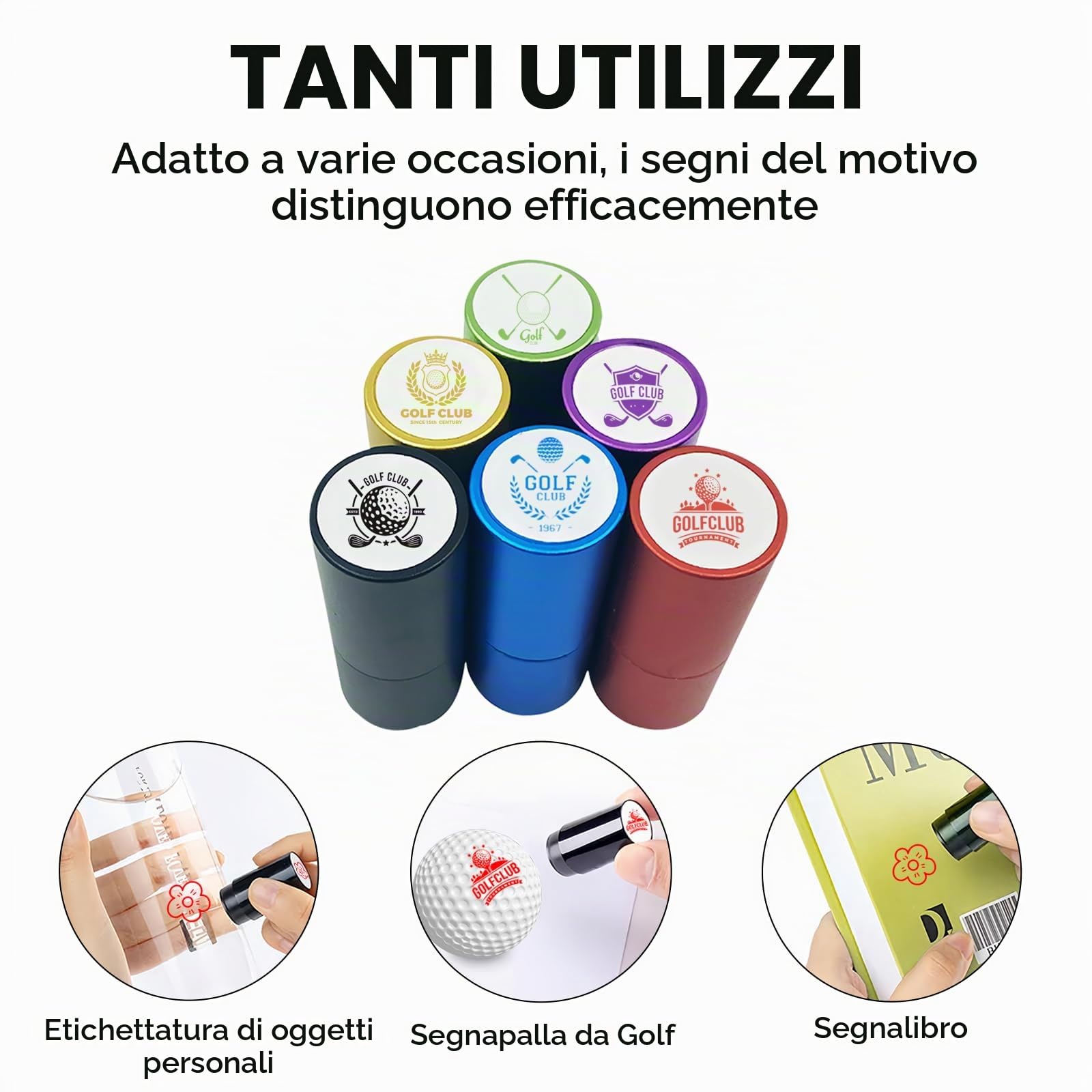 Timbro personalizzato per palline da golf, autoinchiostrante, impermeabile, marcatore da golf con monogramma | Design con logo personalizzato, alluminio resistente, inchiostro ricaricabile, regalo per