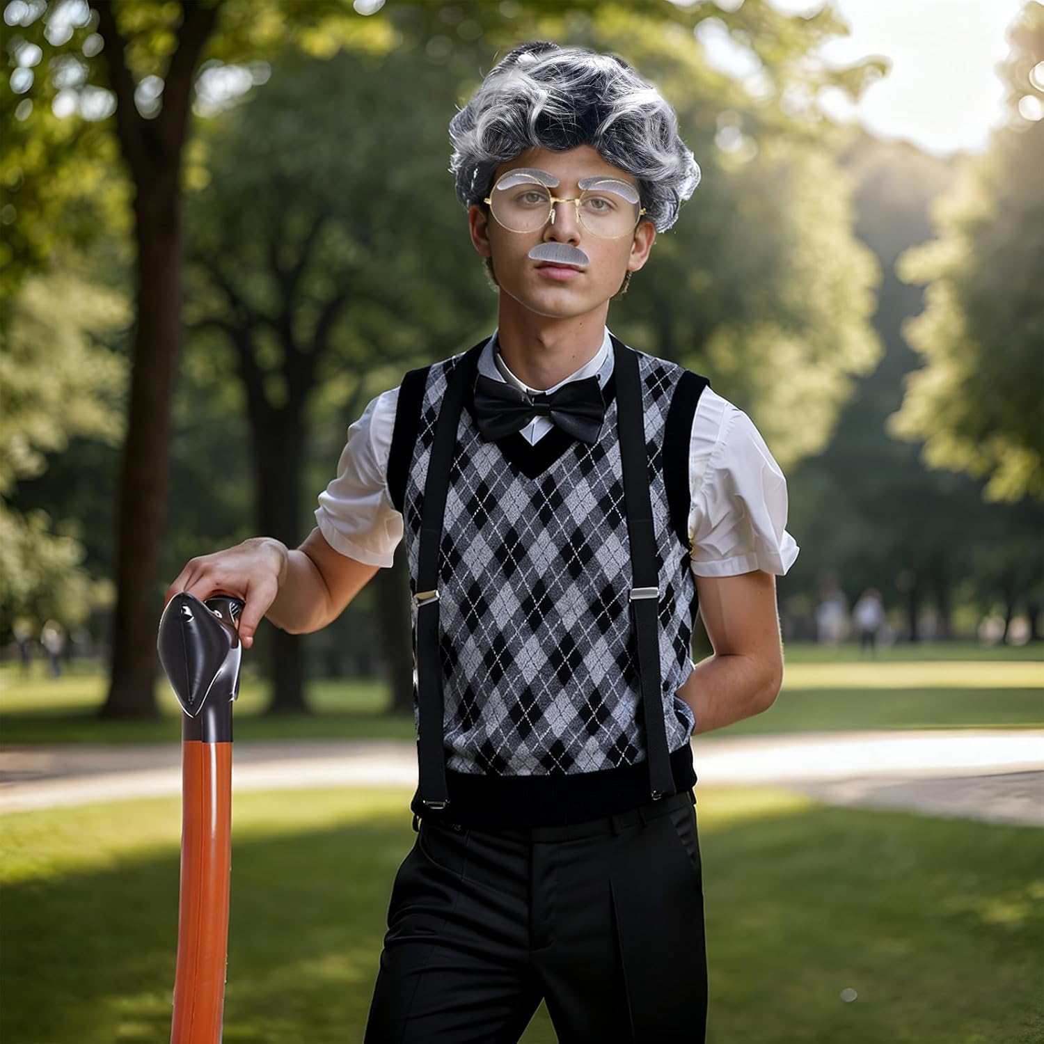 6 PCS Adult 100 Days of School Men Costume, 100 Days of School Man Costume for Halloween Grandpa Costume 1920s Old Man Dress Up Outfit Accessories - Image 6