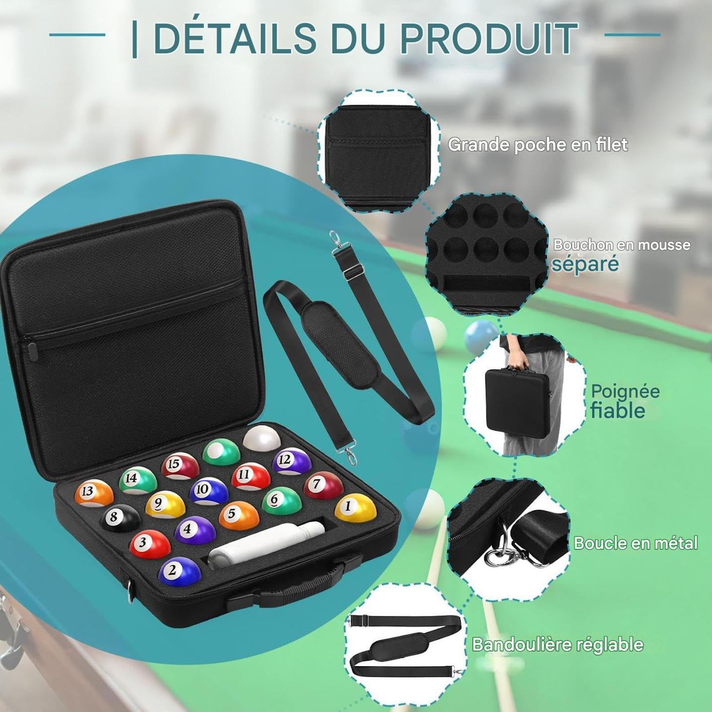 Estuche Para Bolas De Organizador Portátil De Gran Capacidad | Bolso De Transporte Acolchado Para Para Clubes Entrenamiento En Casa Bar Deportivo Sala Recreo Viajeros Hombres Y Mujeres