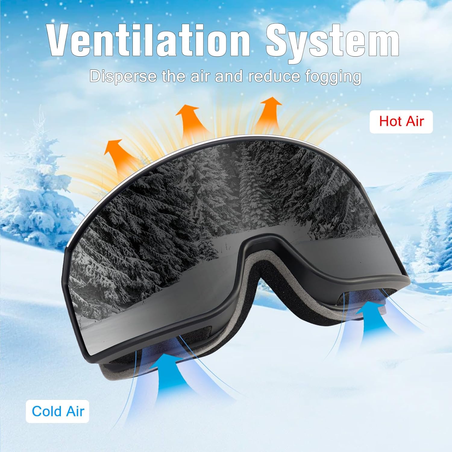 Ski Goggles OTG for Men Women, Anti-fog UV Protection Snowboard Goggles Snow Goggles Skiing Snowmobile for Adult Youth - Image 7