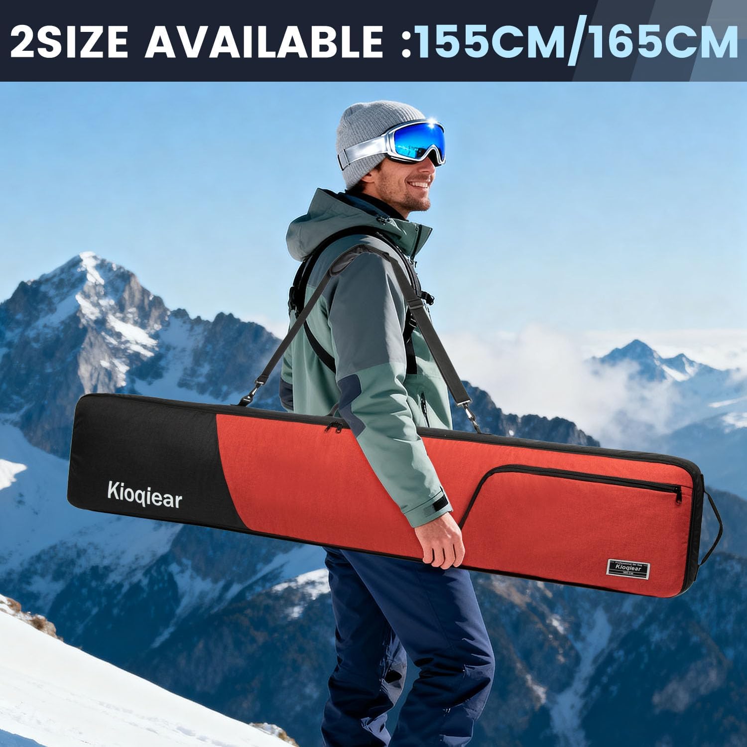 Snowboard Bag Reinforced Padded snowboard Bag,Perfect for Air Plane Travel for Snowboard, Goggles, Gloves,Ski boots,Available Length in 155cm 165cm.