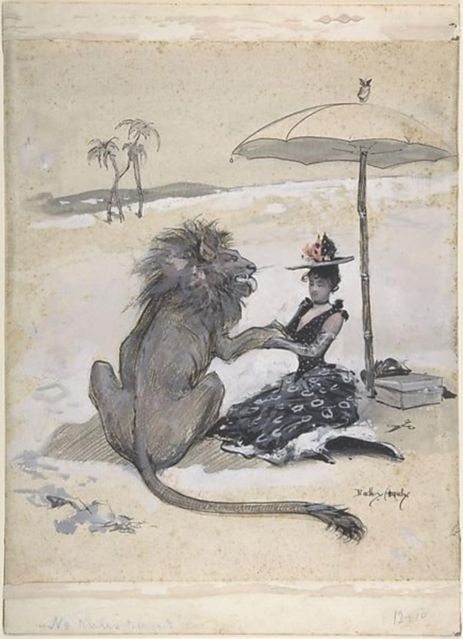POSTERIIk Vintage Classic Picture Landscape Artwork the Lion in Love by Dudley Hardy Portrait Canvas Painting for Office Home Decor 60x90cm