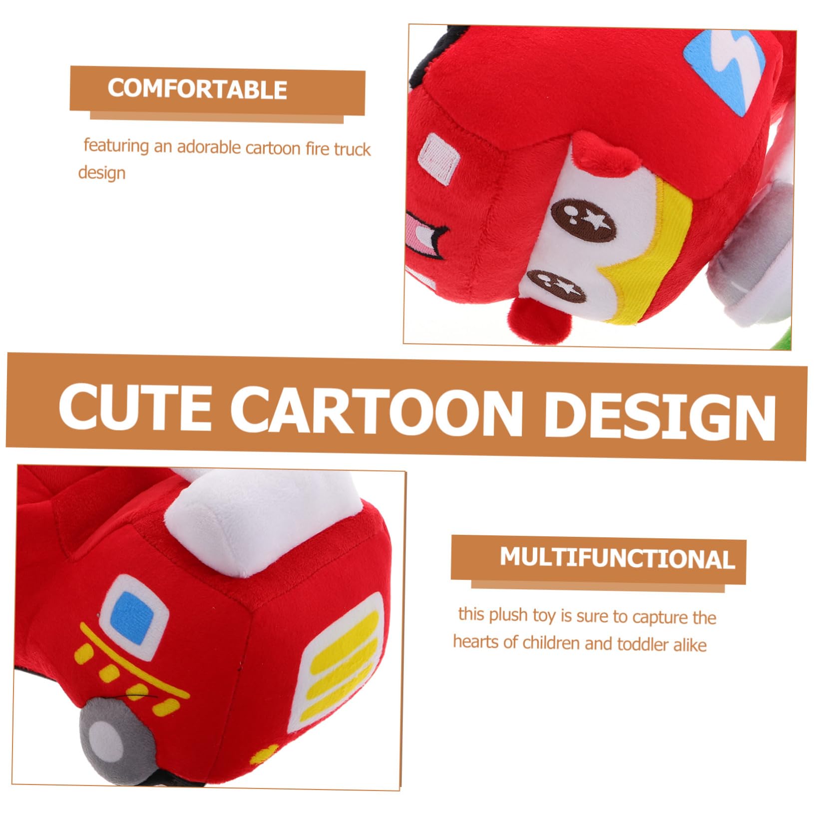 Peluche Camion dei Pompieri Rosso, Morbido, 20cm, per Bambini | Imbottitura in Cotone Pp, Stile Cartone Animato, per Camera da Letto, Regalo per Feste e Compleanni