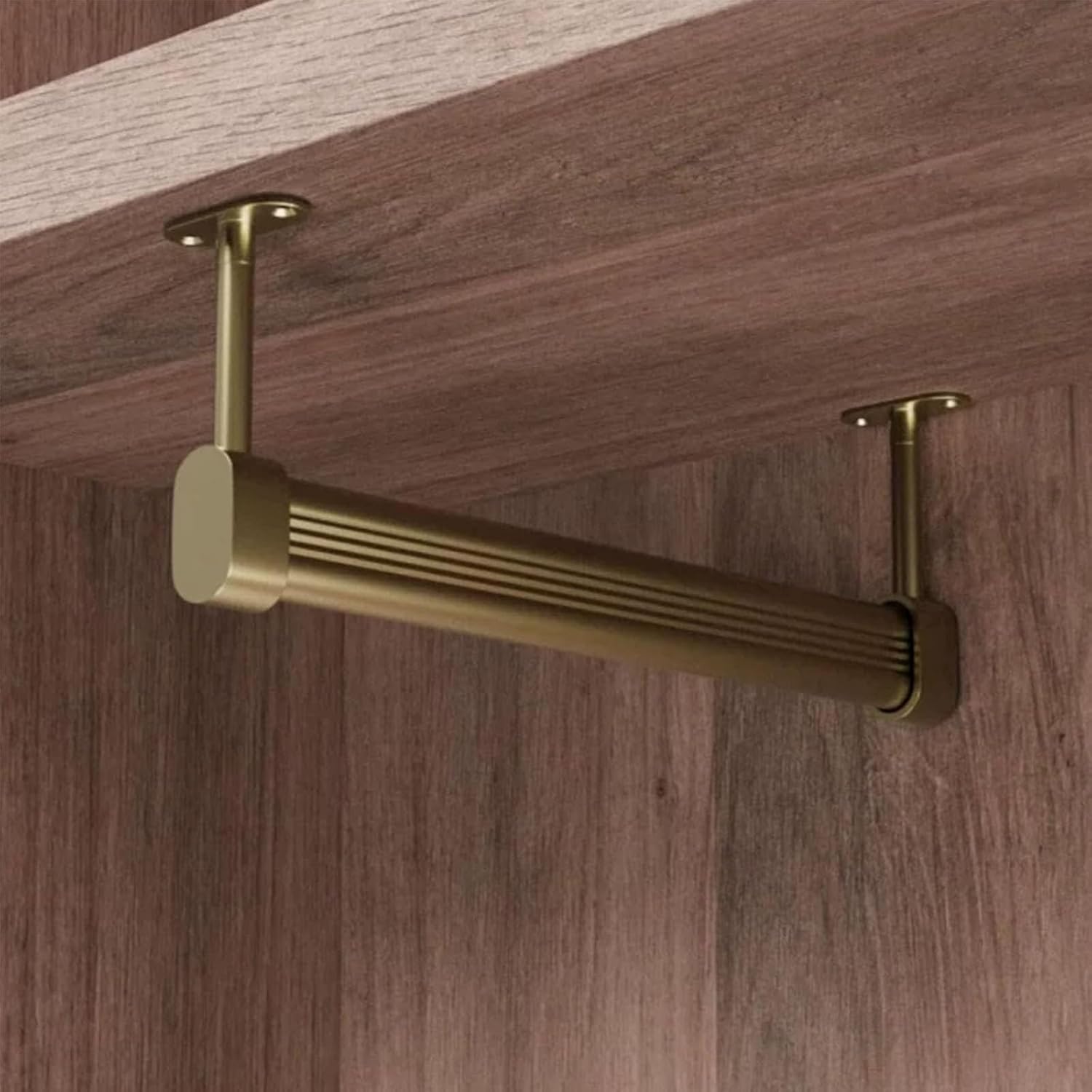 Closet Rod,U Shaped Adjustable Wardrobe Poles for Hanging Clothes,Heavy Duty Closet Hanging Rod for Wardrobes(Champagne,50cm/19.7in)