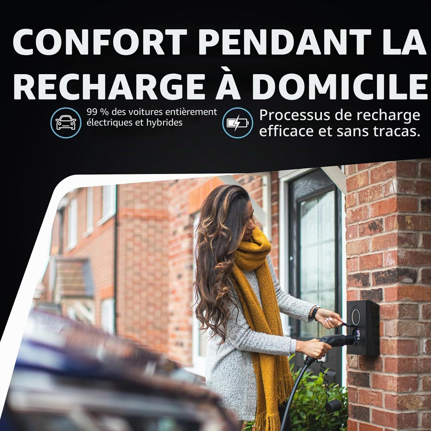Loady dé Cable Recharge Voiture Electrique 22kW [15m, Triphasé, 32A] Cable Type 2 - Compatible avec e-208, Spring, 500e, Model 3, Megane EV, Zoe et Autres EV et PHEV, Noir