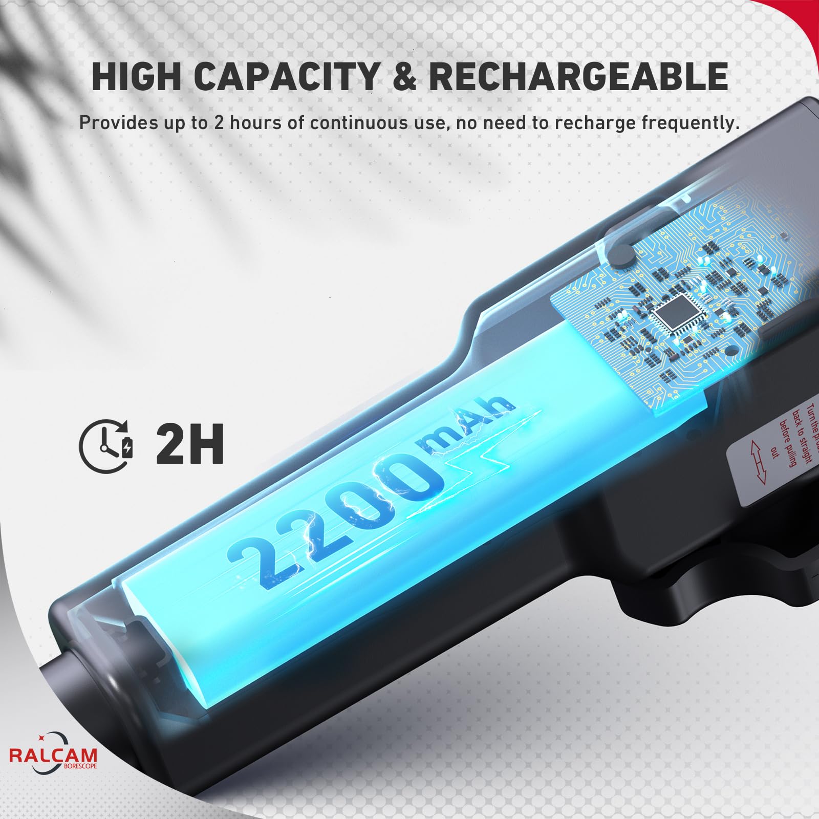 Ralcam Caméra Endoscopique Endoscope Industriel – Sonde Caméra 720p 5,5 Mm Boroscope Snake à 180° à Deux Voies, 1 M Câble Semi-rigide 6 Lumières LED Réglables Pour IOS Android Smartphone