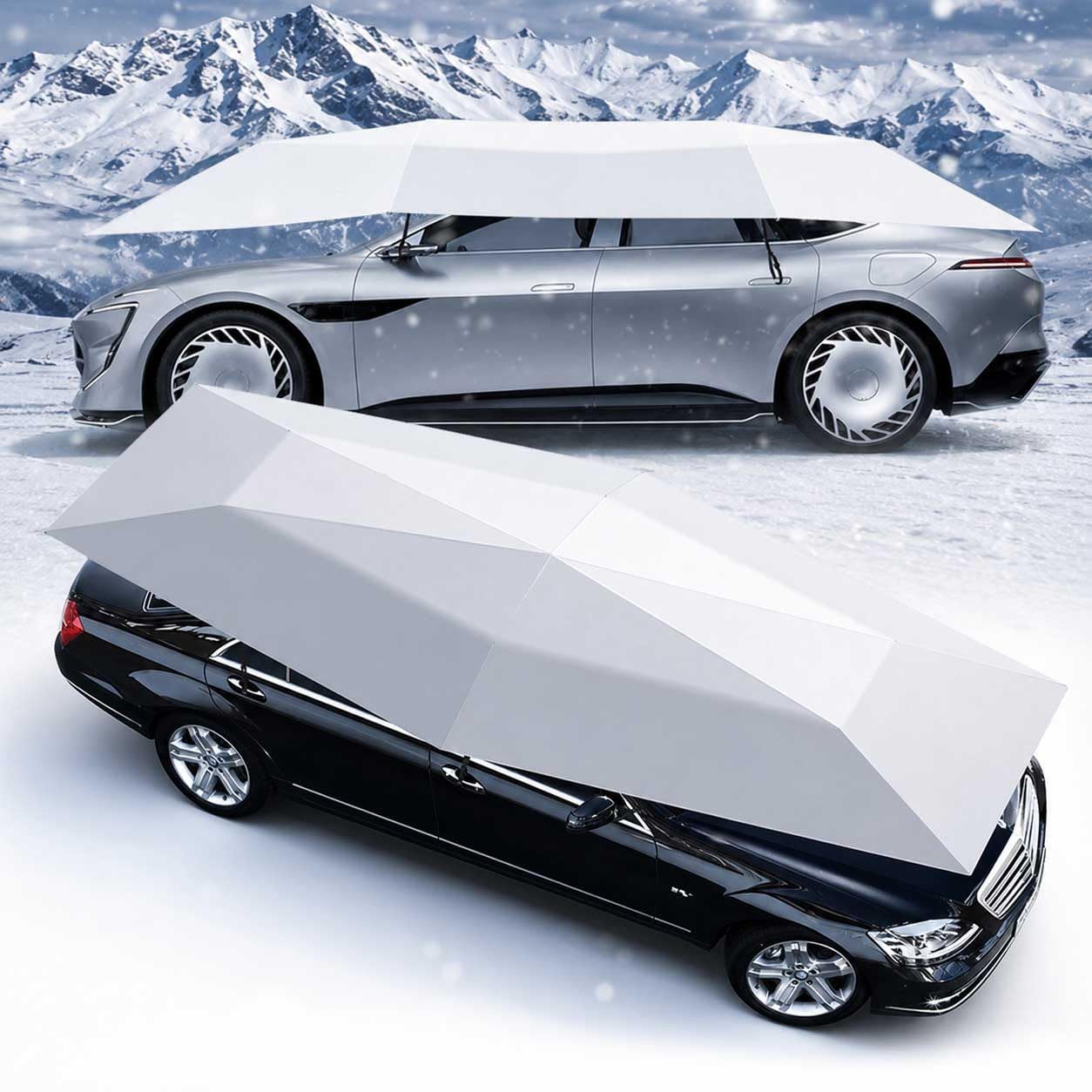 aallwwsso Automatic Car Umbrella Cover, Windproof Sunshade For Sedan Suv Truck gray-5.2m