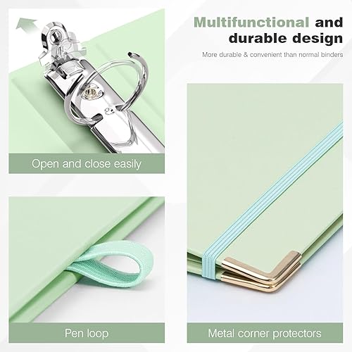 Miniatura 23 de Ospelelf Mini 3 Ring Binder, 2 Inch, Cute Pink Marble Binder for 5.5" x 8.5" with 5 Tab Dividers, File Folder Labels and Low Profile Clipboards