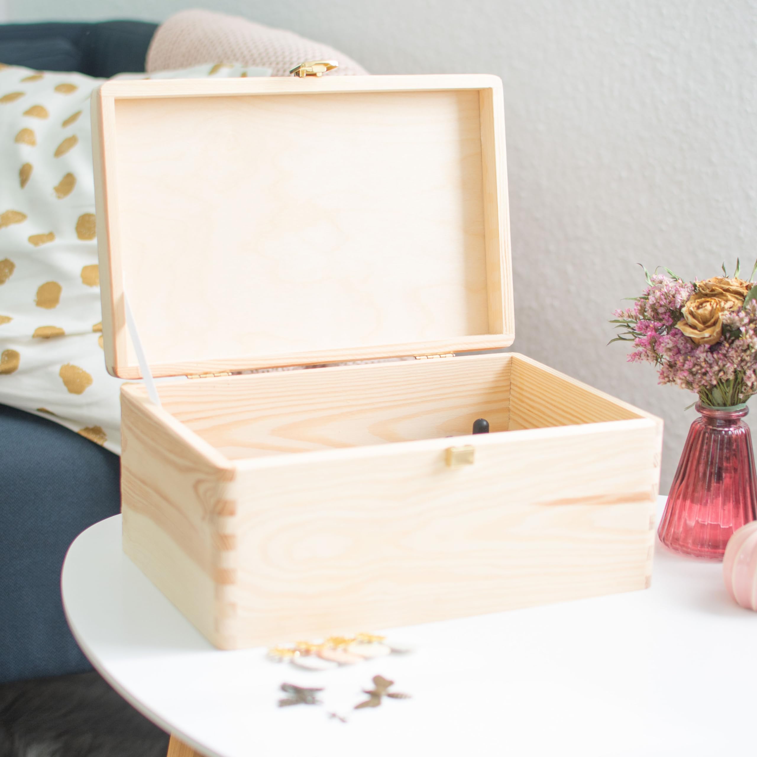 Scatola Ricordi Nozze Personalizzata In Legno - 40x30x14cm Con Incisione Nomi, Regalo Sposi Bianco - Foto 8