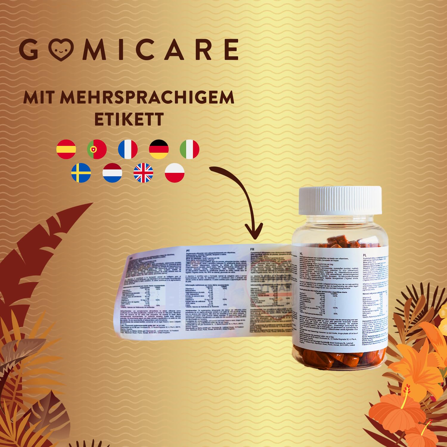 Betcarotene + Astaxantina + Luteina + Licopene + Rame - Protegge la pelle e Accelera l'abbronzatura - 60u - Senza zucchero - Senza glutine
