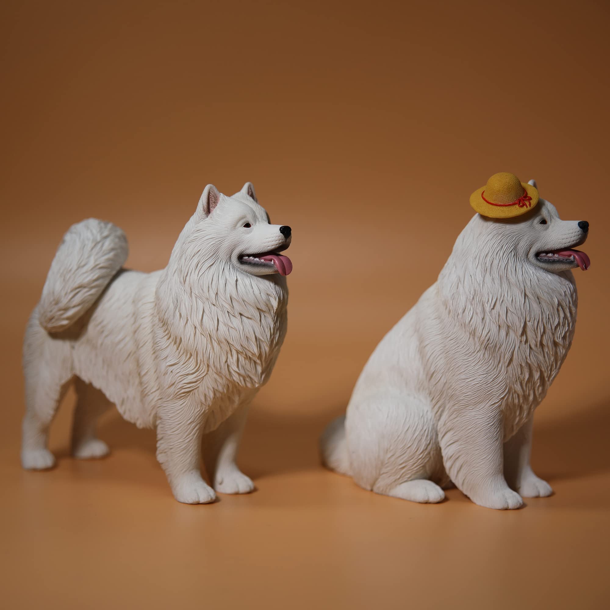 Amazon.co.jp: JXK薩摩耶犬彫像 白でかわいい 複雑な木目ディテール