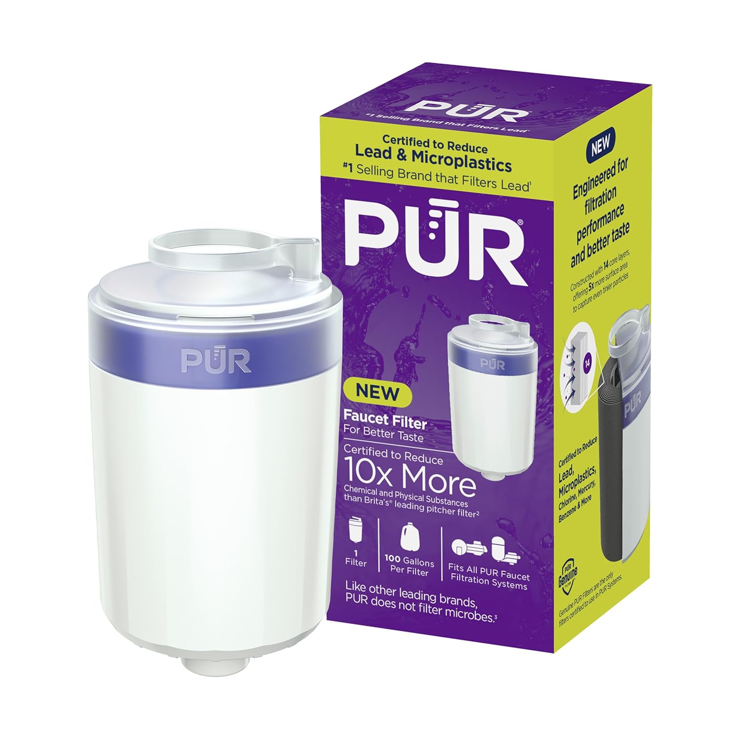PUR Water Filter Replacement for Faucet Filtration Systems 1 Pack Compatible with all PUR Faucet Filtration Systems
