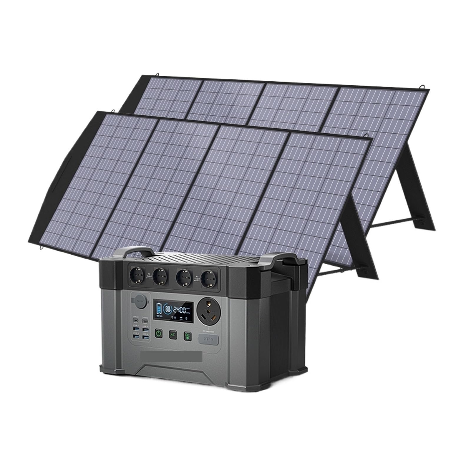 Generatore Da Esterno S2000 Pro Centrale Elettrica Portatile 2400 W MPPT Con Pannelli Solari Pieghevoli 4X100 For Campeggio Camper, Casa Fornitura Continua(S2000PRO with 2X200W)