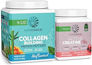 Sunwarrior Vegan Collagen Building Powder | Unflavored, 20 Servings & Creatine for Women | Micronized Creatine Monohydrate...