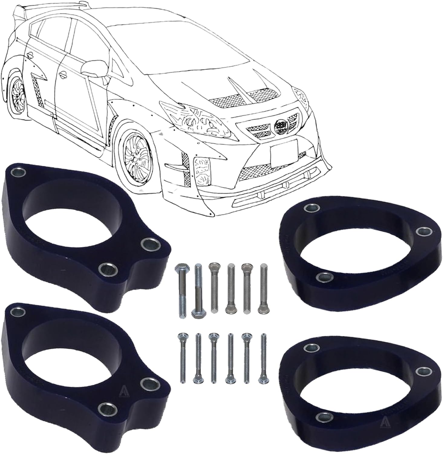 Complete Front & Rear Levelling Lift kit 40mm /1.6" Spacers for Front & Rear Struts Left Right in very High-grade Polyurethane PU - fits Matrix Corolla Avensis Prius Primeo Voltz 2002-2019