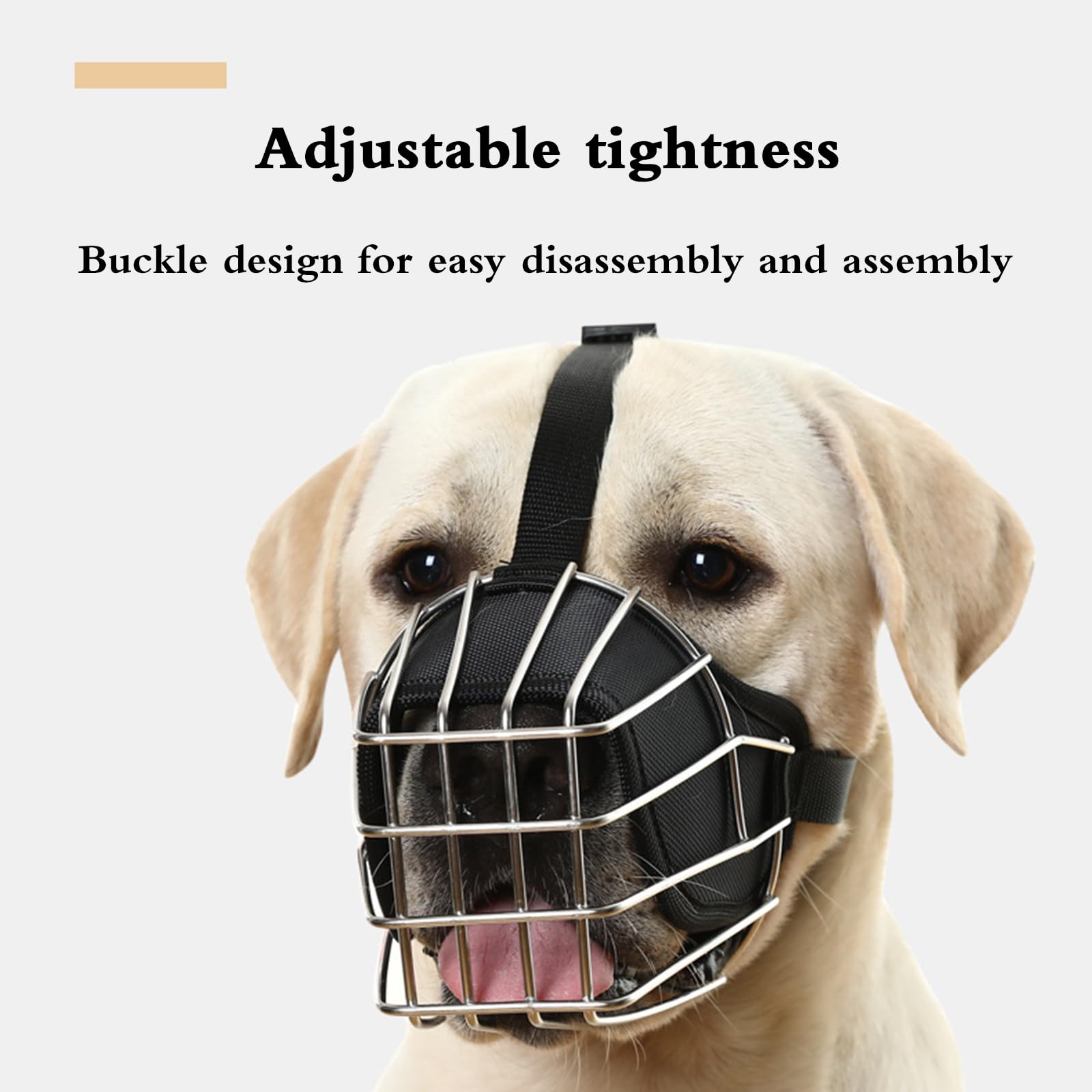 Bozal para Perros, Bozal antiladridos for Perros, con Cesta de Alambre, Protector bozal for, metálico, cómodo, Transpirable y Ajustable(M)