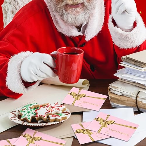 Vista 19 de Glenmal 50 sobres para tarjetas de regalo de Navidad con soporte para tarjetas de lazo dorado, sobres de negocios con bolígrafo de tinta dorada