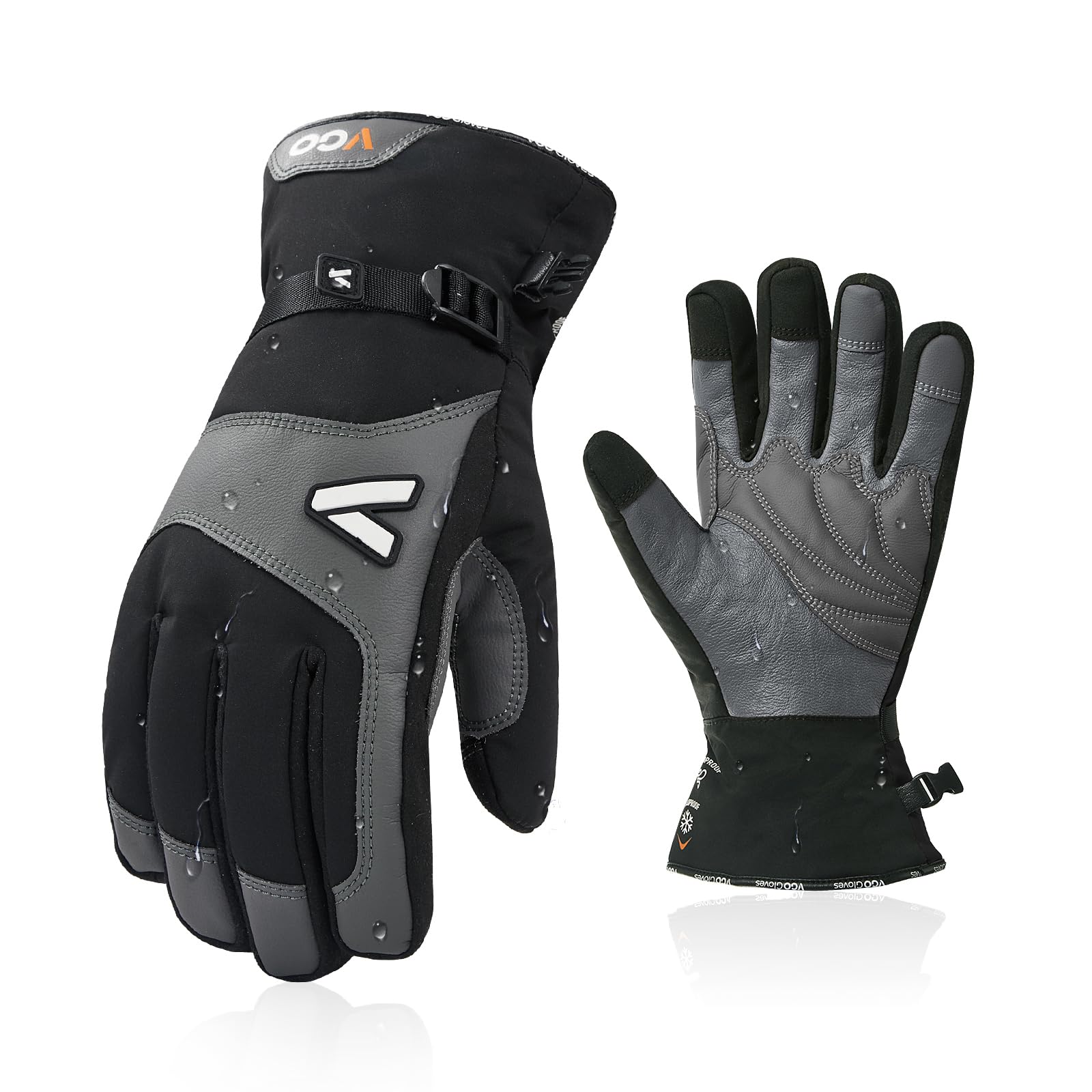 Vgo... 1 Paar Winterarbeitshandschuhe Arbeitshandschuhe aus Rindsleder, wasserdichte isolierte Handschuhe -20℃/-4°F(GA7760FLWP)