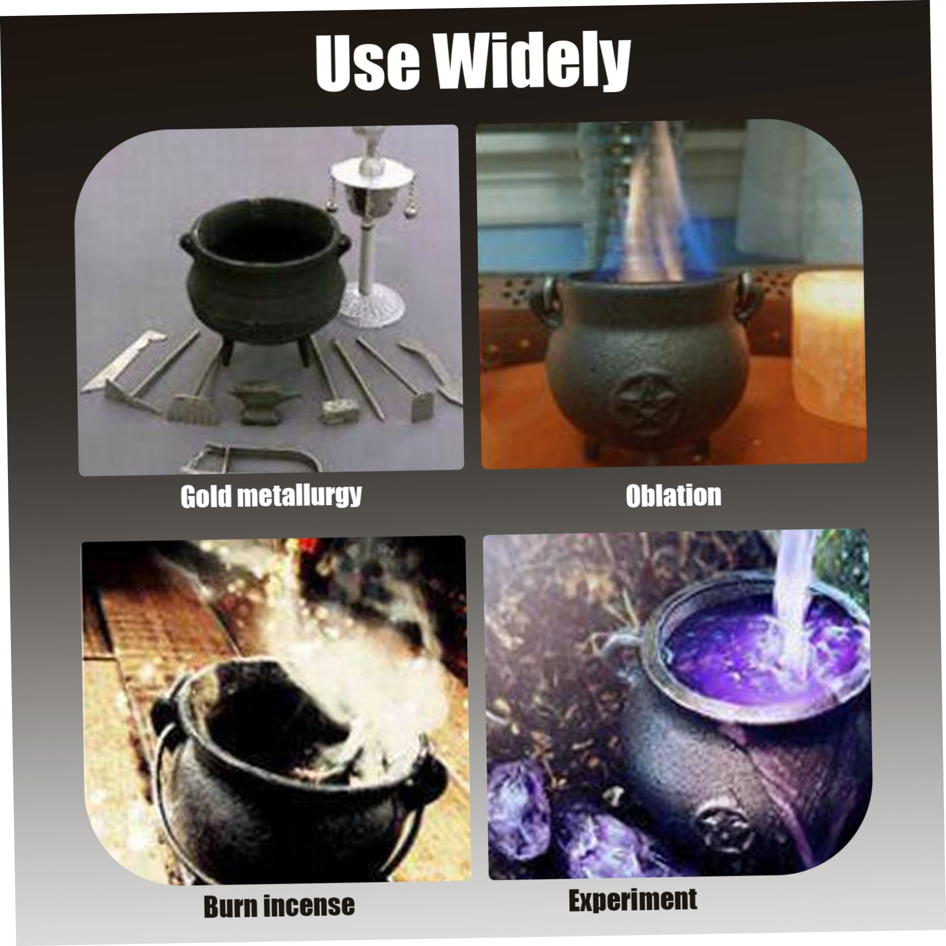 Caldero de hierro fundido con tapa y mango Halloween 3.94x2.95x2.95 pulgón Cauldron Vela decorativa Incienso Burning Witchcraft Cauldron Pot, Estrella, Caldero de hierro fundido, Cauldron de brujas