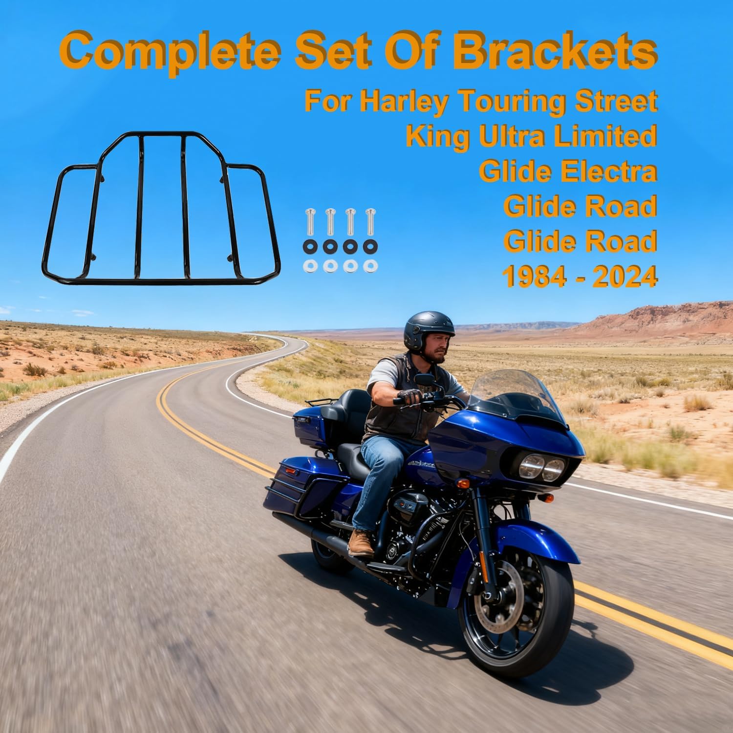 for Harley Luggage Racks, Black Tour Pack Luggage Rack Trunk Top Rack Compatible for Harley Touring Street Glide Electra Glide Road Glide Road King Ultra Limited 1984-2024, with Mounting Hardware Kit