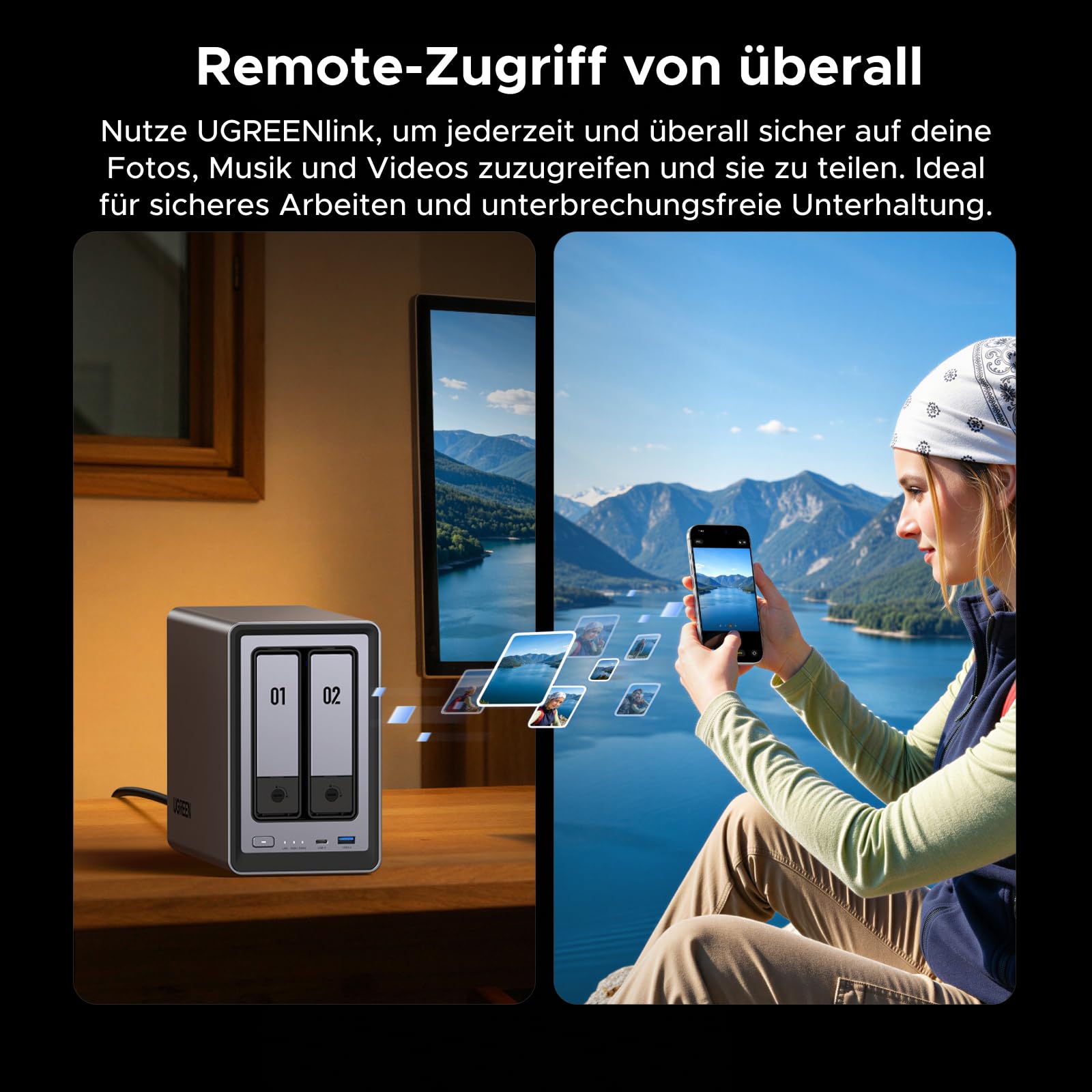 UGREEN NASync DXP2800 2-Bay Desktop-NAS Intel N100 Quad Core 8GB DDR5 RAM 2.5GbE Ethernet M.2 NVMe HDMI 4K Netzwerkspeicher