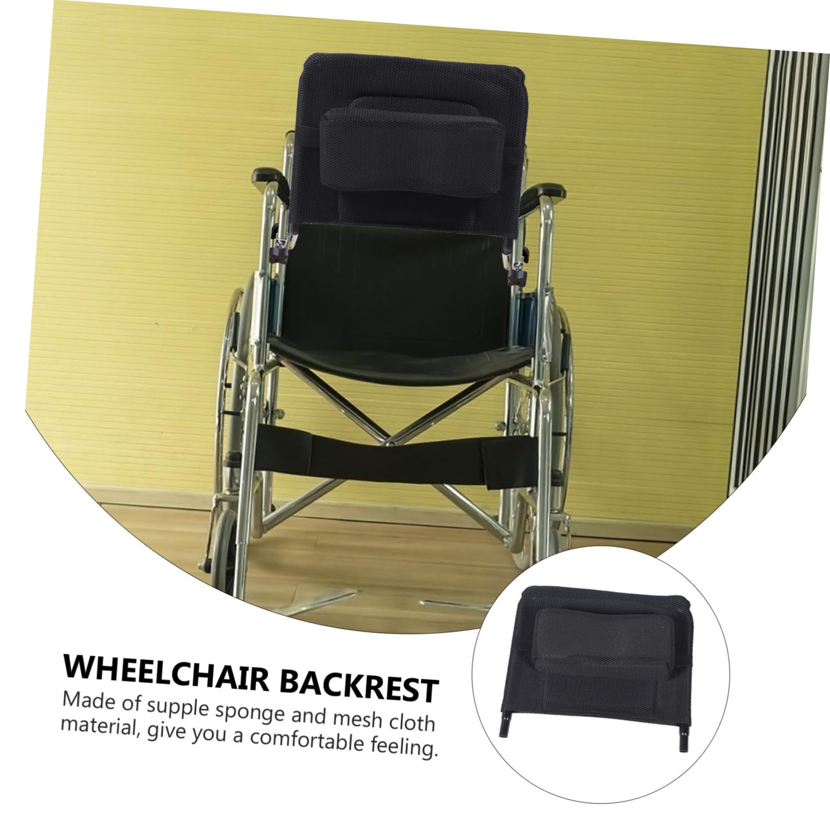 Respaldo Silla de Ruedas Elevable y Extraíble de Tela de Malla, Acero al Carbono, Accesorios para Silla de Ruedas, Negro