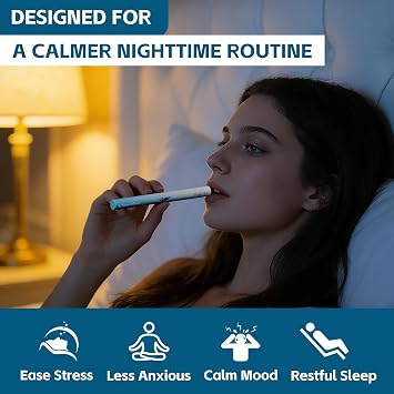 Puffiair Herbal Diffuser Pen with Suction Nozzle, Lavender Flavoured Air Inhaler for Sleep Support, Habit Transition & Breathe Free, No-nicotine Inhalator, Blue 600 Uses