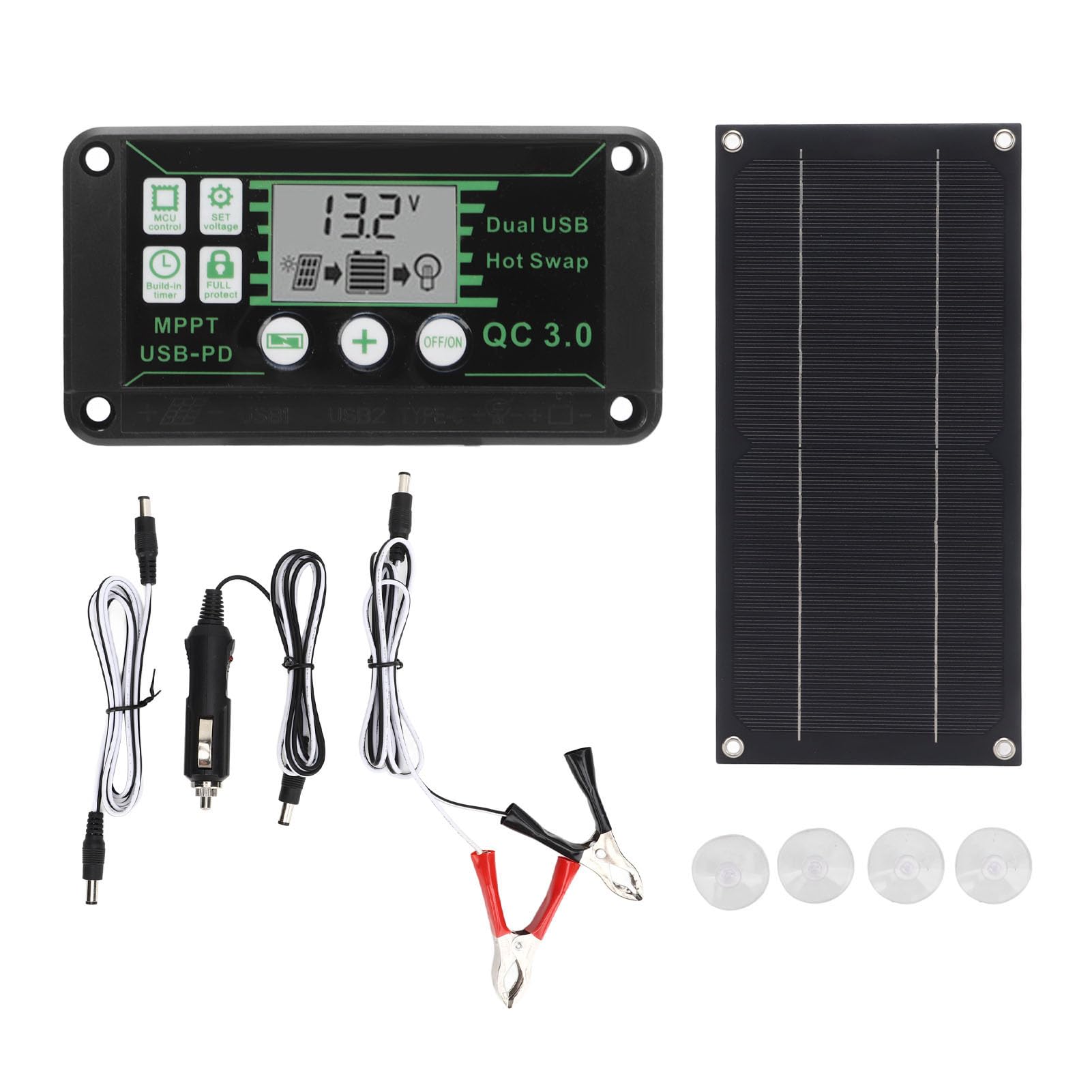Jiawu Pannello Solare Monocristallino 600W, 18V per, Auto, Barca e Uso | Pannello caricabatteria solare con controller 100A, per , , agricoltura, esterno, campeggio