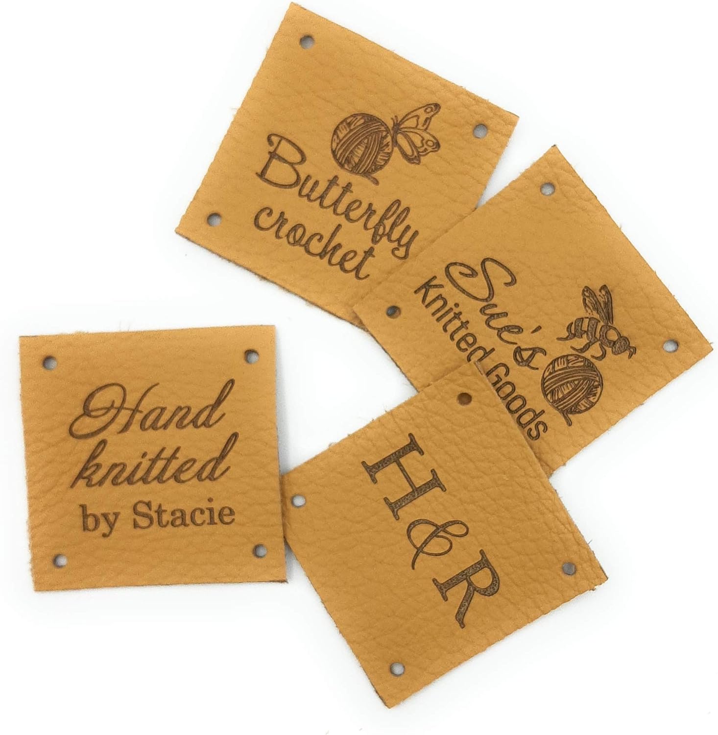 Sew on labels, leather labels, personalized knitting labels, leather tags, product labels, crochet tags, logo tags, set of 25 pc