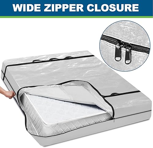 Miniatura 3 de TICONN Bolsas de colchón para mudanza, bolsa de mudanza de colchón resistente, funda protectora de colchón reutilizable para almacenamiento con asas