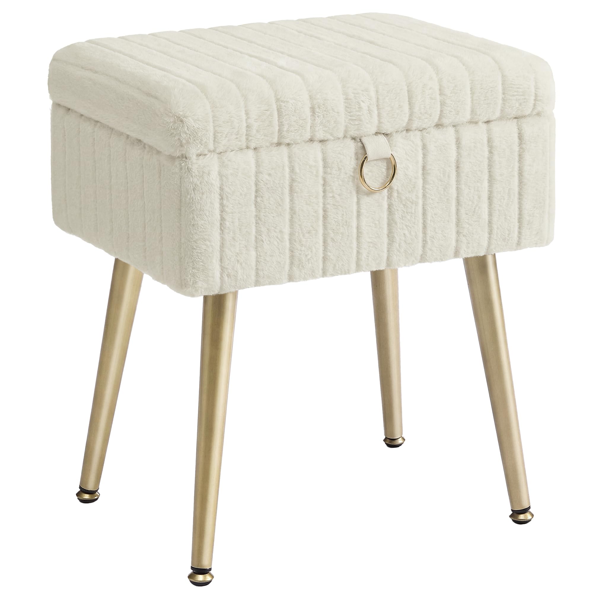 SONGMICS Vanity Stool Chair with Storage, Metal Legs, Max. Load 440 lb