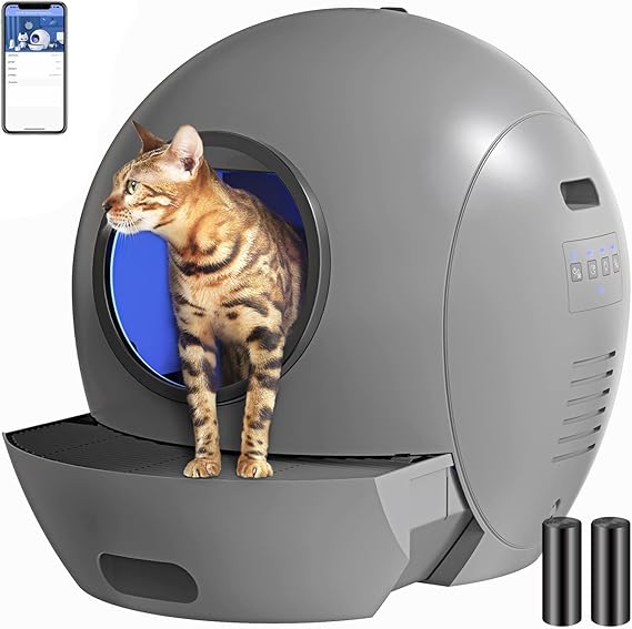 Upgraded Self Cleaning Litter Box: ELS PET 60L Self Cleaning Cat Litter Box, Odor Eliminating Automatic Cat Litter Box Self Cleaning, Large Cat Litter Box for Multiple Cats