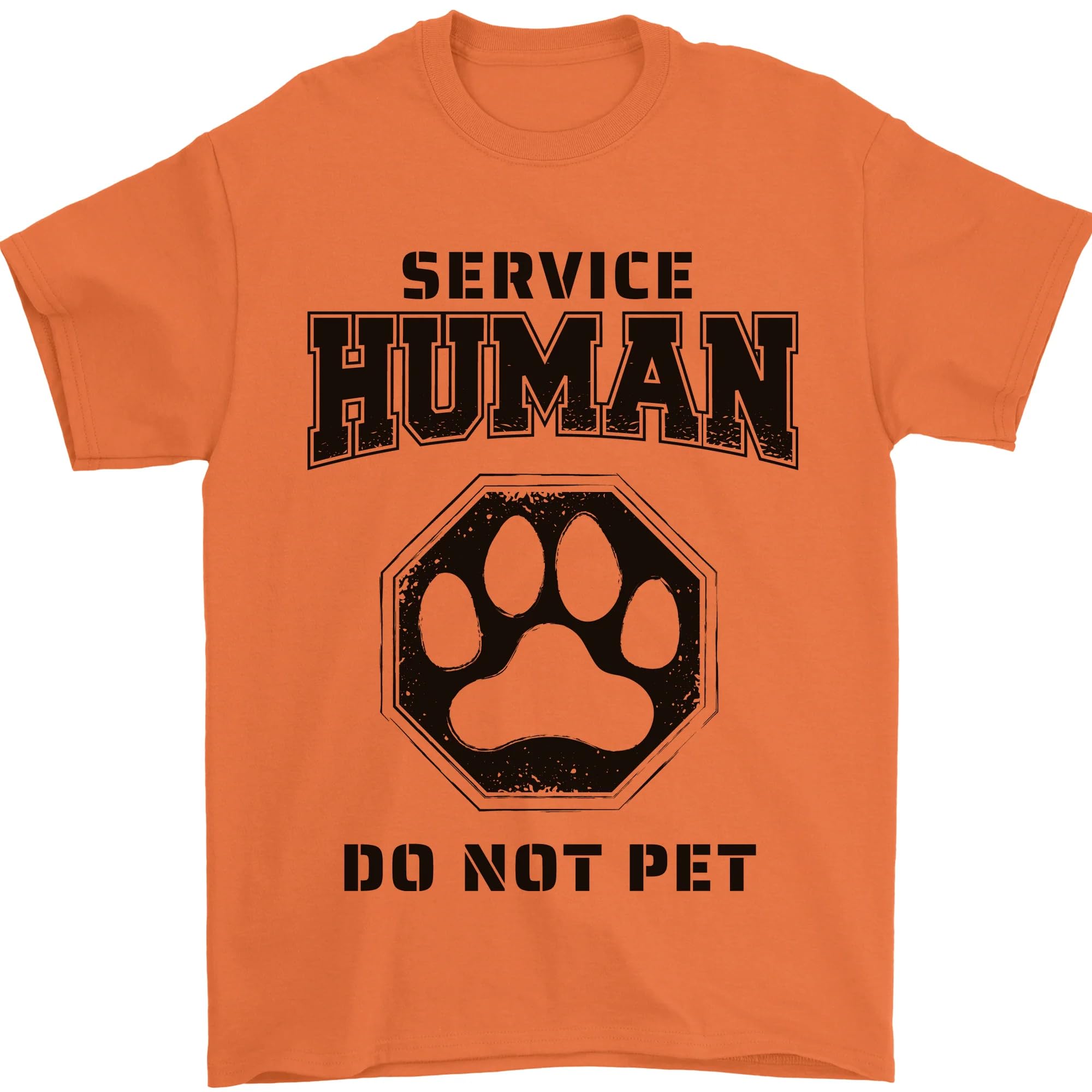 Funny Dog Service Human Do Not Pet Mens T-Shirt 100% Cotton Orange L
