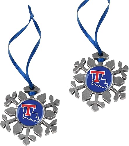Louisiana Tech Bulldogs - Adorno navideño de copo de nieve (2 unidades)