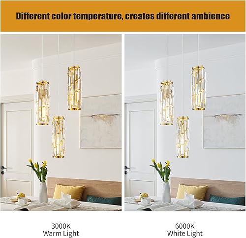 Miniatura 3 de BBLLWJ 1 luz moderna dorada colgante de isla de cocina, lámparas colgantes Mini lámpara de cristal colgante accesorio de iluminación para isla de