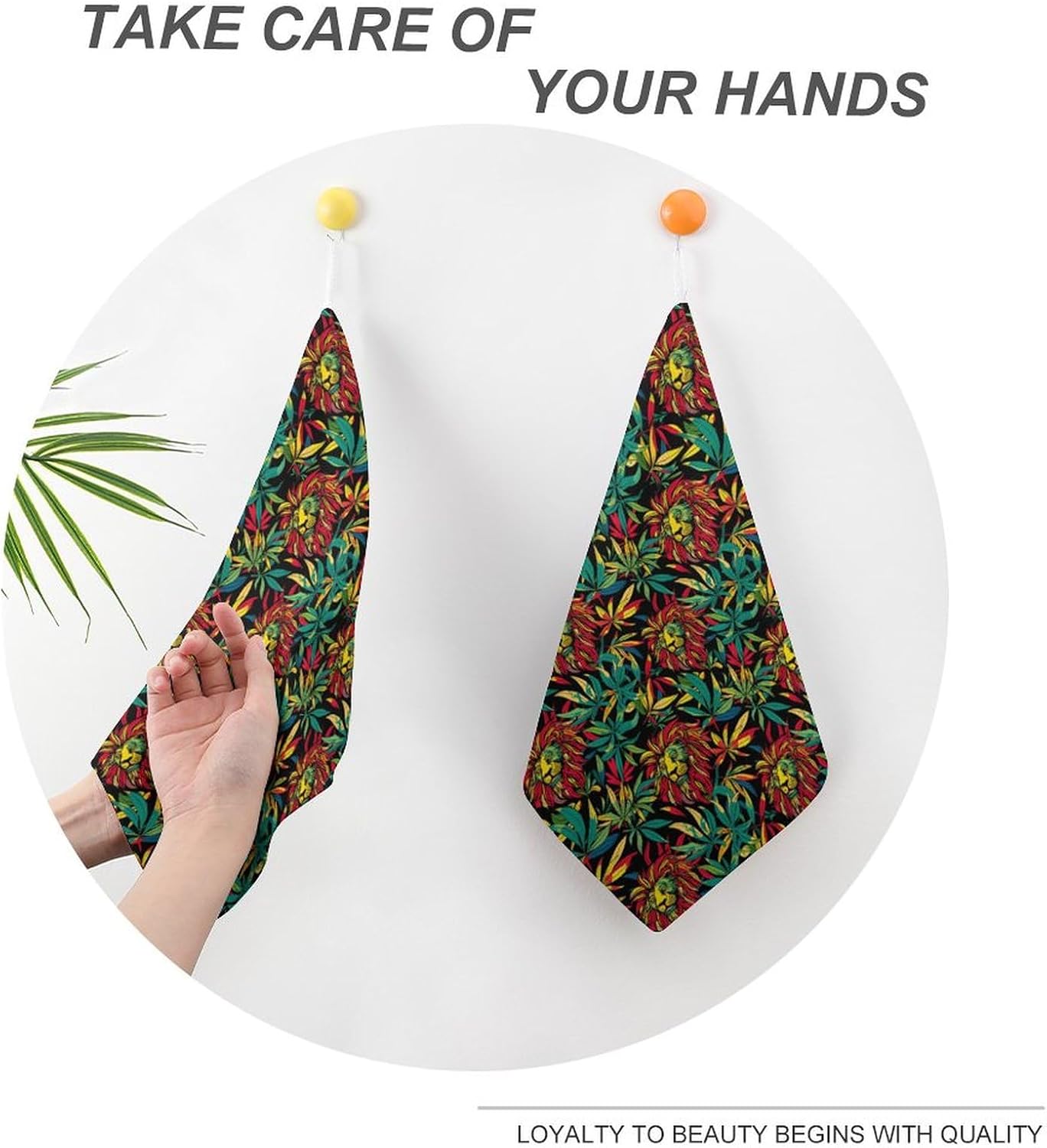 Jamaica Rasta Liones Hand Towels for Bathroom Kitchen Towels Small Towel Handkerchiefs with Hanging Loop 4PCS