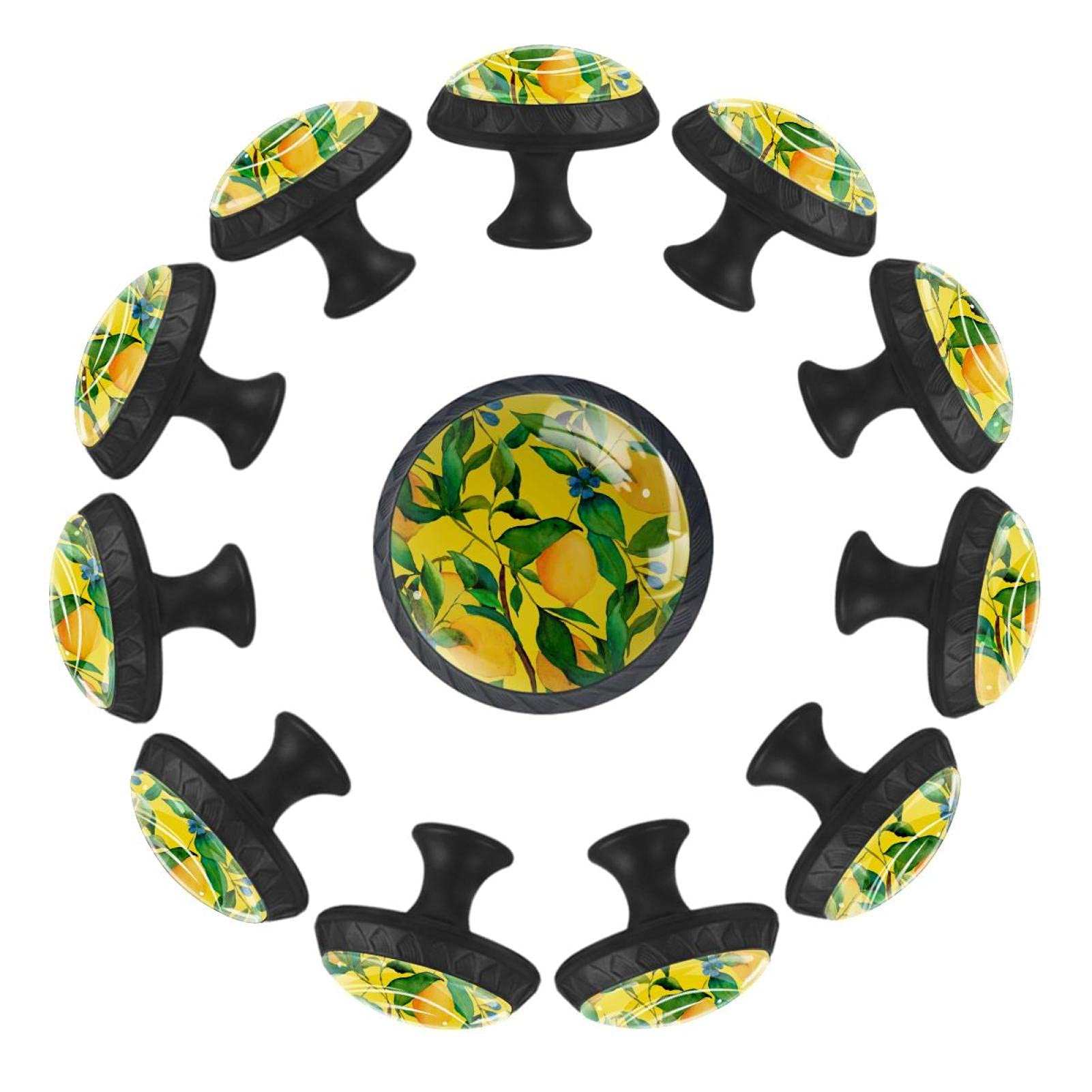 Boutons de tiroir ronds 35mm jaune citron poignée meuble lot de 12