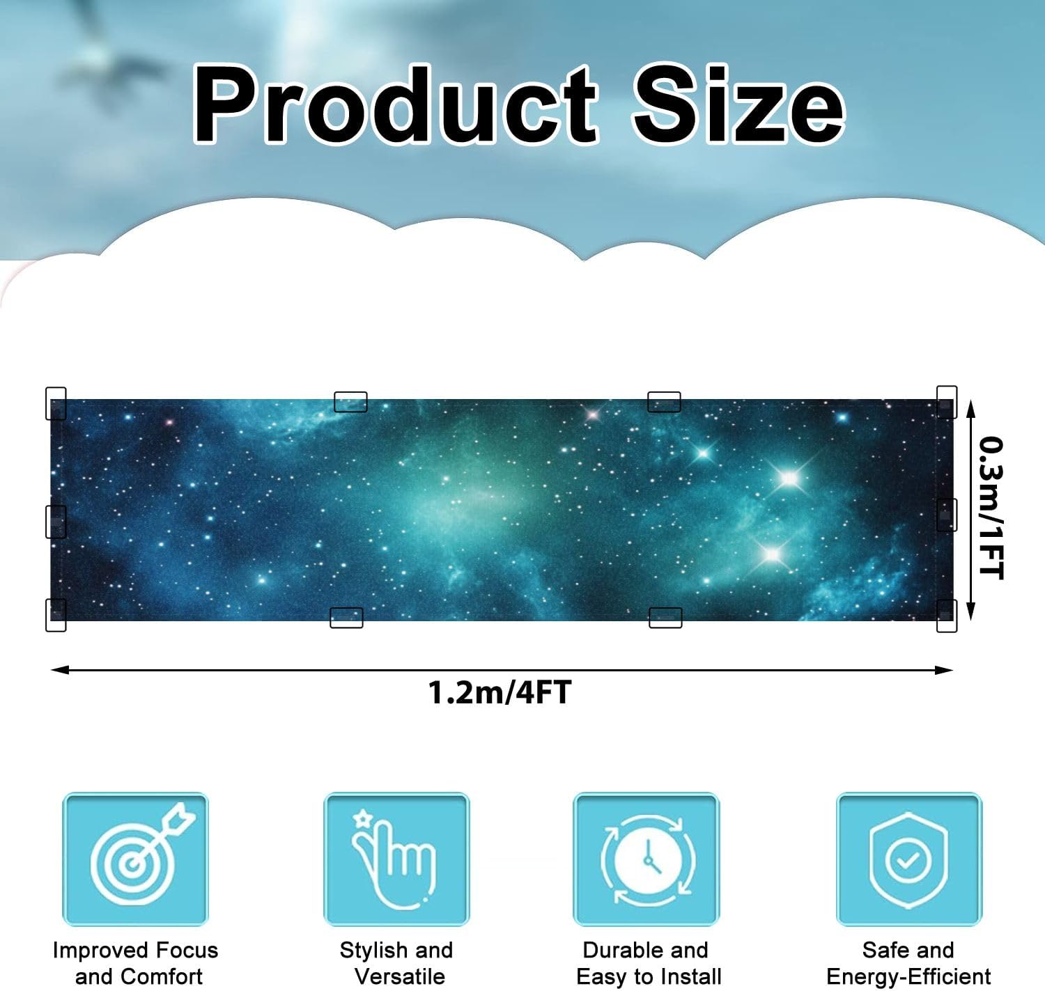 Fluorescent Light Covers for Ceiling Lights Mysterious Beautiful Blue Space Nebula Easy to Install Magnetic Light Filter for Classroom Office Hospitals School Home Decor