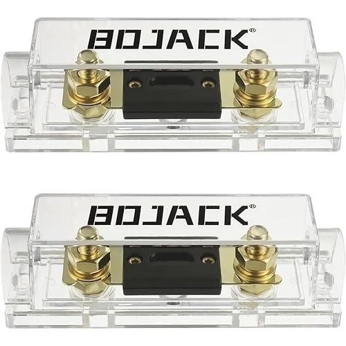 BoJack 2pcs 200A ANL Fuse Holder and 2pcs 200Amp 32VDC ANL Fuses for Audio and Video Systems